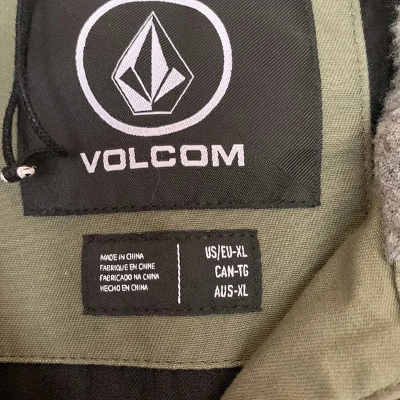 MENS VOLCOM hooded jacket like new size XL army green with grey jersey hood - Picture 4 of 7